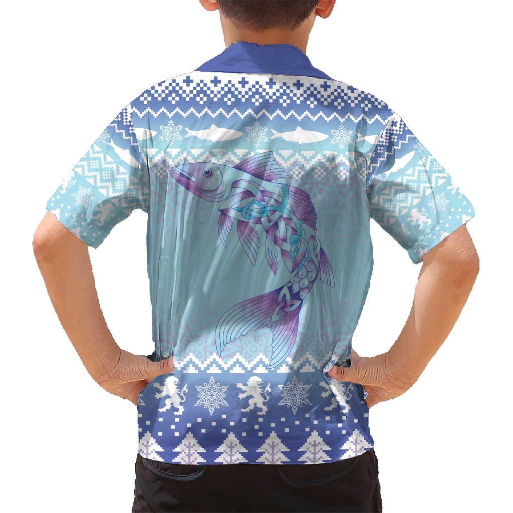 Cardiganshire Wales Christmas Family Matching Long Sleeve Bodycon Dress and Hawaiian Shirt Ceredigion Herring Celtic Knot - Wonder Print Shop