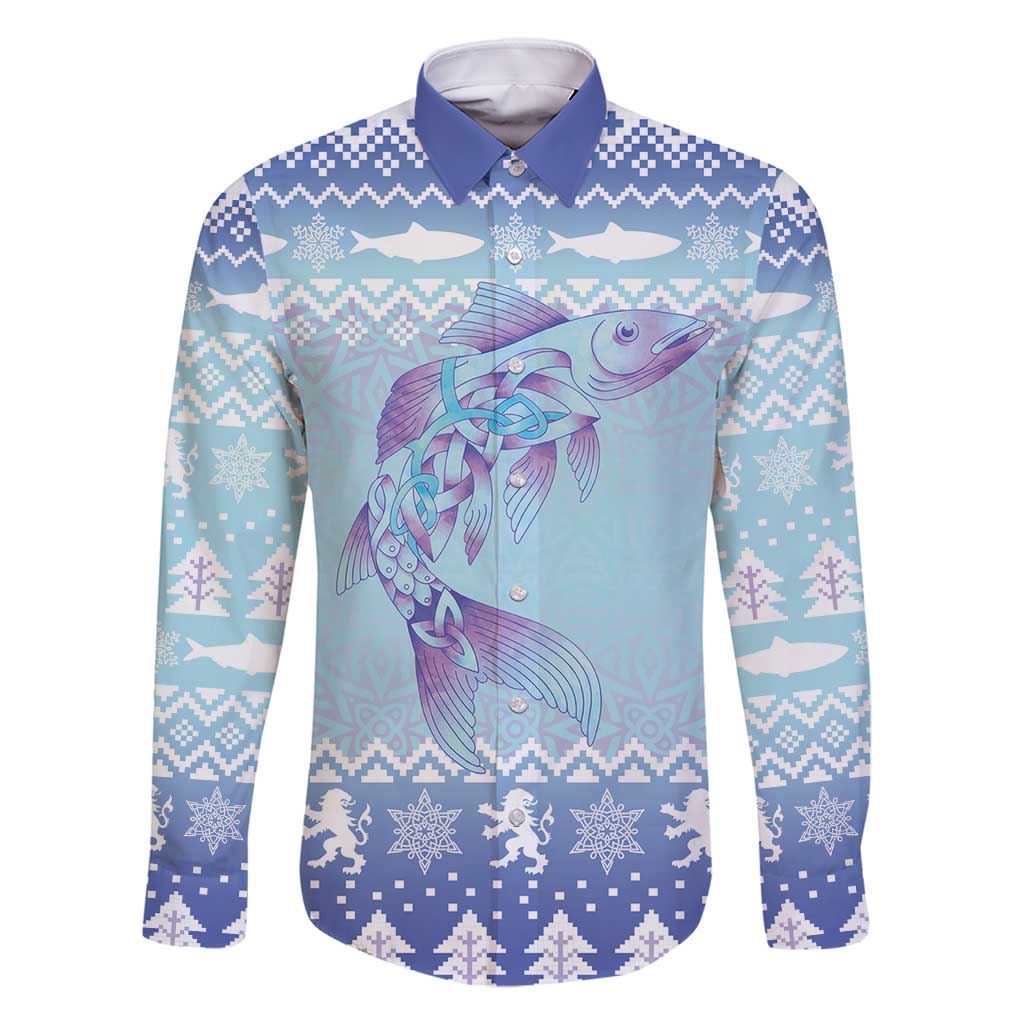 Cardiganshire Wales Christmas Family Matching Long Sleeve Bodycon Dress and Hawaiian Shirt Ceredigion Herring Celtic Knot - Wonder Print Shop