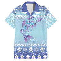 Cardiganshire Wales Christmas Family Matching Off The Shoulder Long Sleeve Dress and Hawaiian Shirt Ceredigion Herring Celtic Knot - Wonder Print Shop