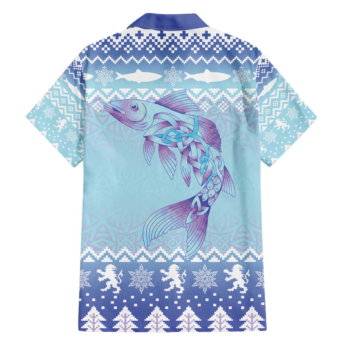 Cardiganshire Wales Christmas Family Matching Off The Shoulder Long Sleeve Dress and Hawaiian Shirt Ceredigion Herring Celtic Knot - Wonder Print Shop