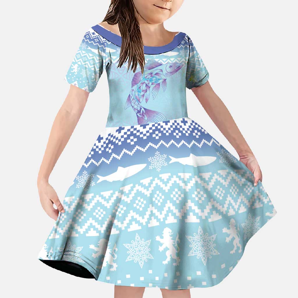 Cardiganshire Wales Christmas Family Matching Off Shoulder Maxi Dress and Hawaiian Shirt Ceredigion Herring Celtic Knot - Wonder Print Shop