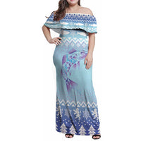 Cardiganshire Wales Christmas Family Matching Off Shoulder Maxi Dress and Hawaiian Shirt Ceredigion Herring Celtic Knot - Wonder Print Shop