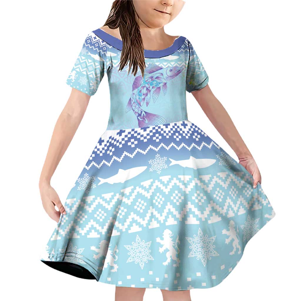 Cardiganshire Wales Christmas Family Matching Off Shoulder Short Dress and Hawaiian Shirt Ceredigion Herring Celtic Knot - Wonder Print Shop