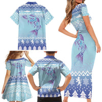 Cardiganshire Wales Christmas Family Matching Short Sleeve Bodycon Dress and Hawaiian Shirt Ceredigion Herring Celtic Knot - Wonder Print Shop