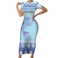 Cardiganshire Wales Christmas Family Matching Short Sleeve Bodycon Dress and Hawaiian Shirt Ceredigion Herring Celtic Knot - Wonder Print Shop