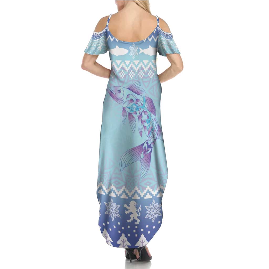 Cardiganshire Wales Christmas Family Matching Summer Maxi Dress and Hawaiian Shirt Ceredigion Herring Celtic Knot - Wonder Print Shop