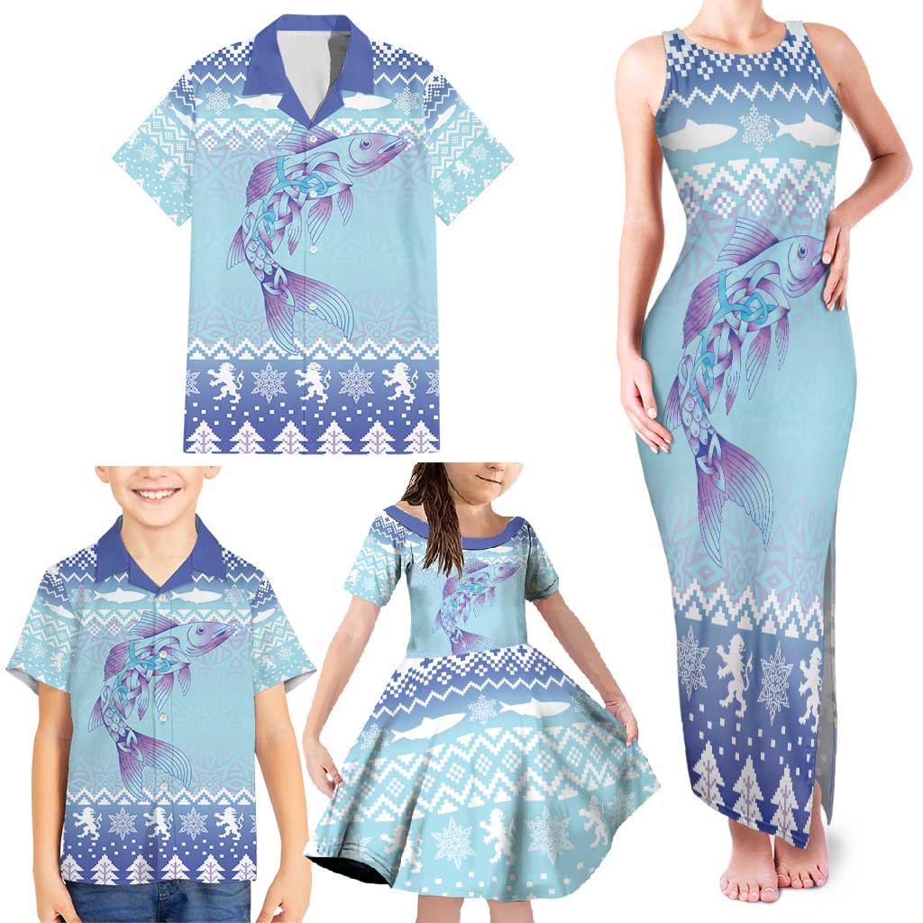 Cardiganshire Wales Christmas Family Matching Tank Maxi Dress and Hawaiian Shirt Ceredigion Herring Celtic Knot - Wonder Print Shop