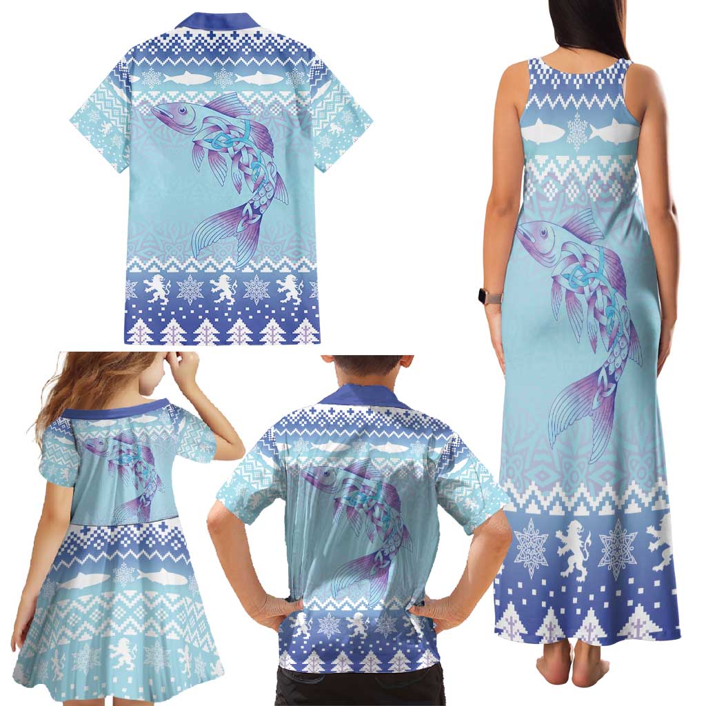 Cardiganshire Wales Christmas Family Matching Tank Maxi Dress and Hawaiian Shirt Ceredigion Herring Celtic Knot - Wonder Print Shop