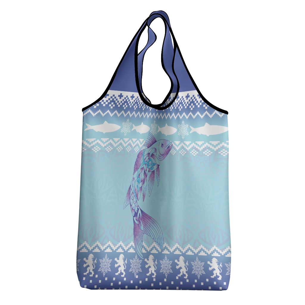 Cardiganshire Wales Christmas Grocery Bag Ceredigion Herring Celtic Knot - Wonder Print Shop