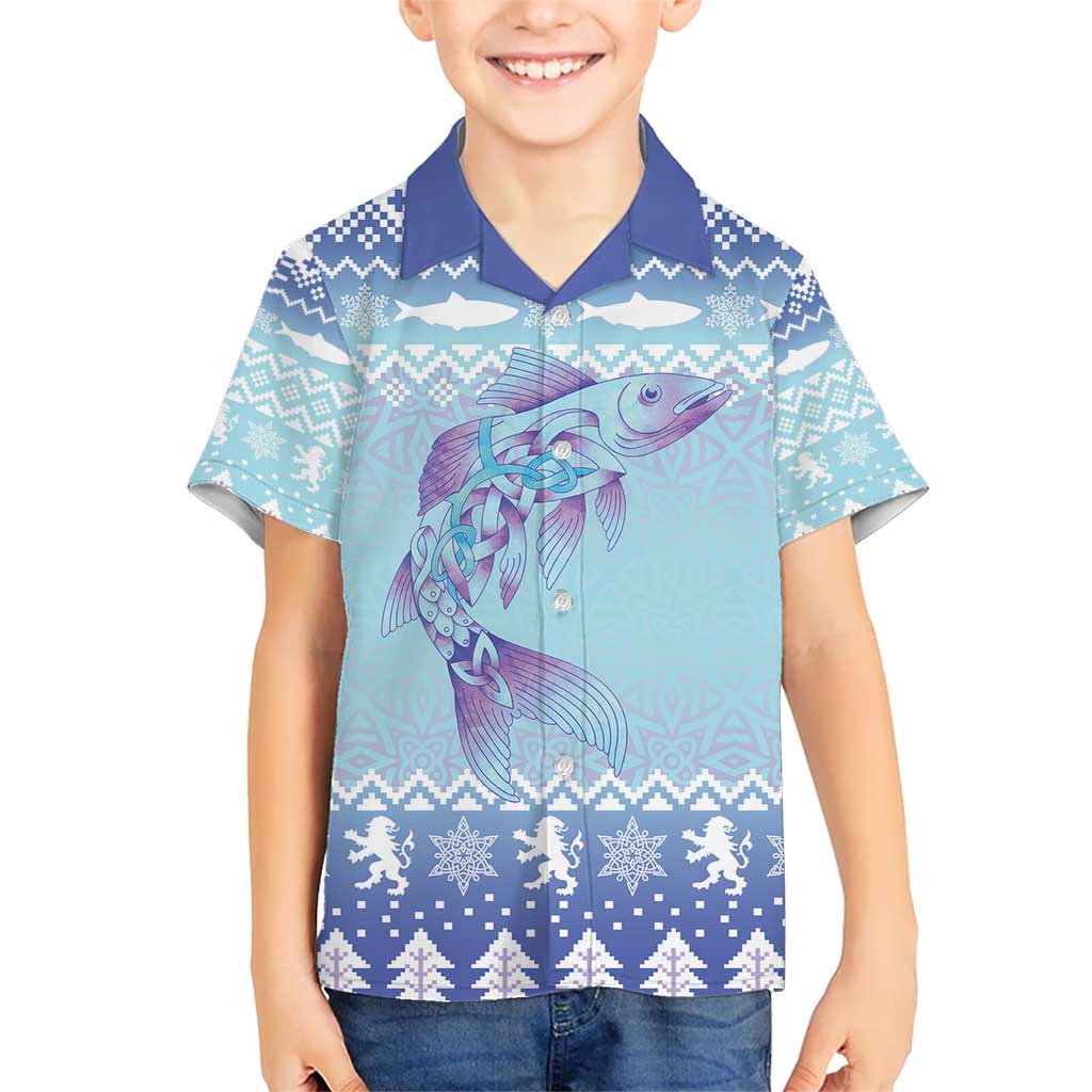 Cardiganshire Wales Christmas Kid Hawaiian Shirt Ceredigion Herring Celtic Knot - Wonder Print Shop
