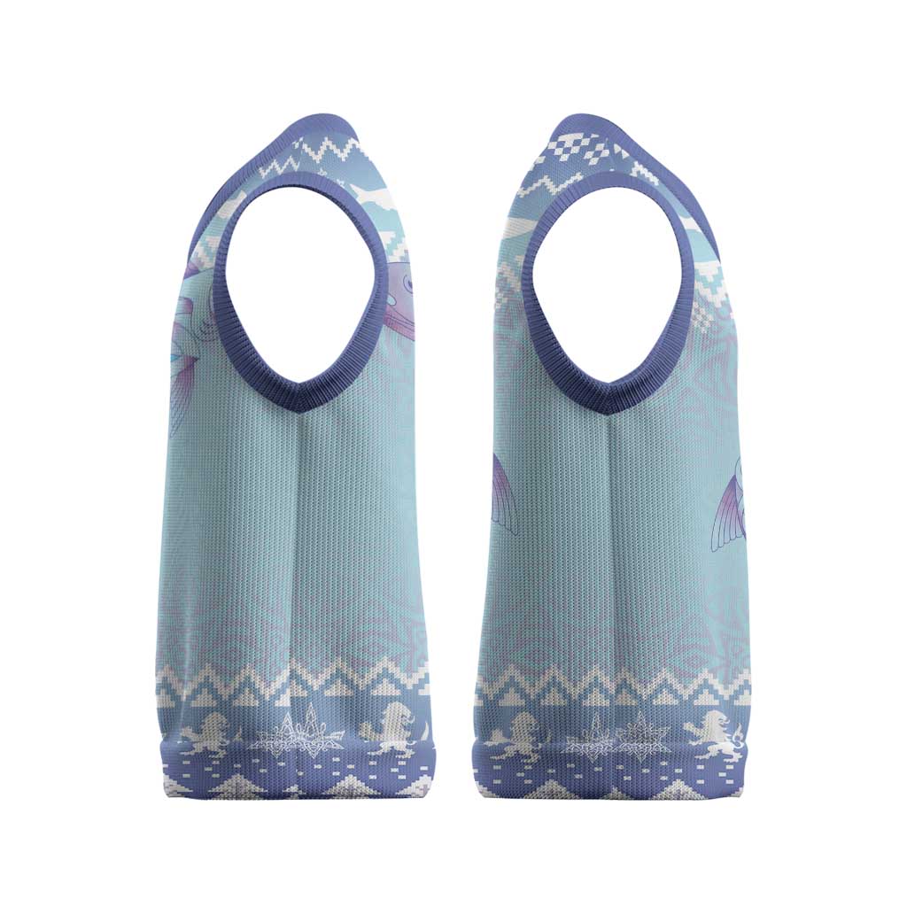 Cardiganshire Wales Christmas Knitted V-Neck Vest Ceredigion Herring Celtic Knot - Wonder Print Shop