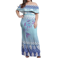 Cardiganshire Wales Christmas Off Shoulder Maxi Dress Ceredigion Herring Celtic Knot - Wonder Print Shop