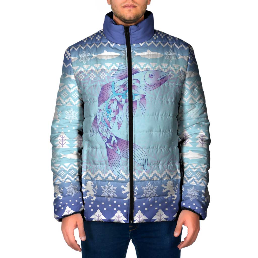 Cardiganshire Wales Christmas Padded Jacket Ceredigion Herring Celtic Knot - Wonder Print Shop