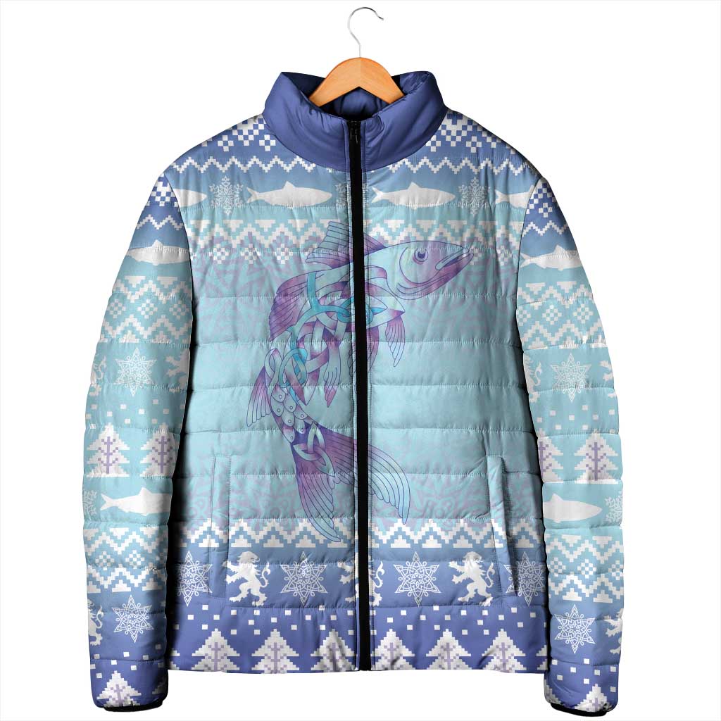 Cardiganshire Wales Christmas Padded Jacket Ceredigion Herring Celtic Knot - Wonder Print Shop