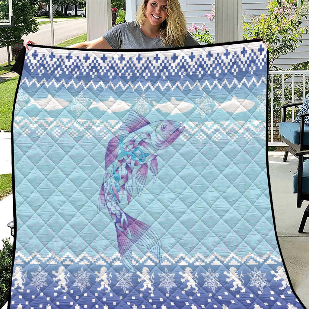 Cardiganshire Wales Christmas Quilt Ceredigion Herring Celtic Knot - Wonder Print Shop