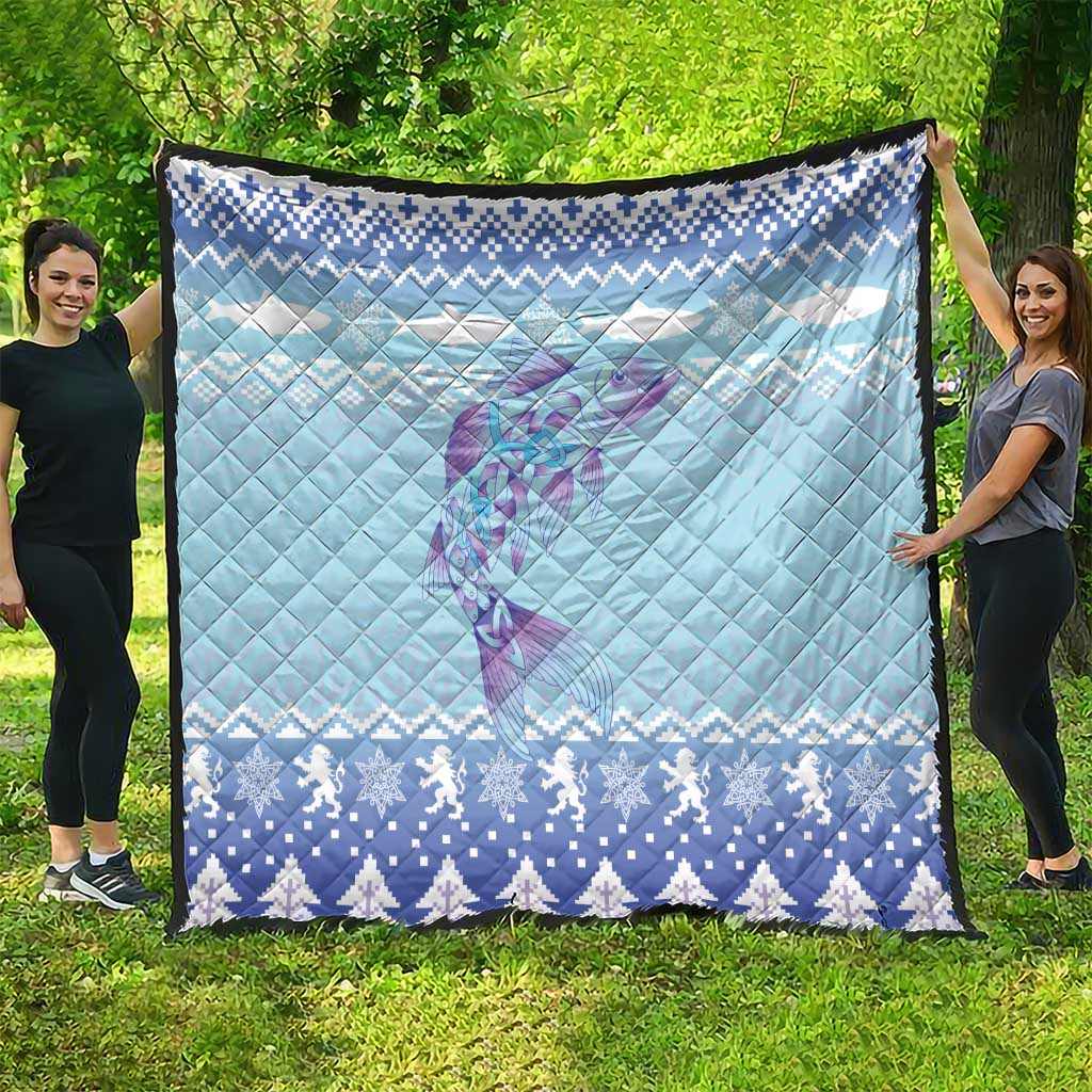 Cardiganshire Wales Christmas Quilt Ceredigion Herring Celtic Knot - Wonder Print Shop