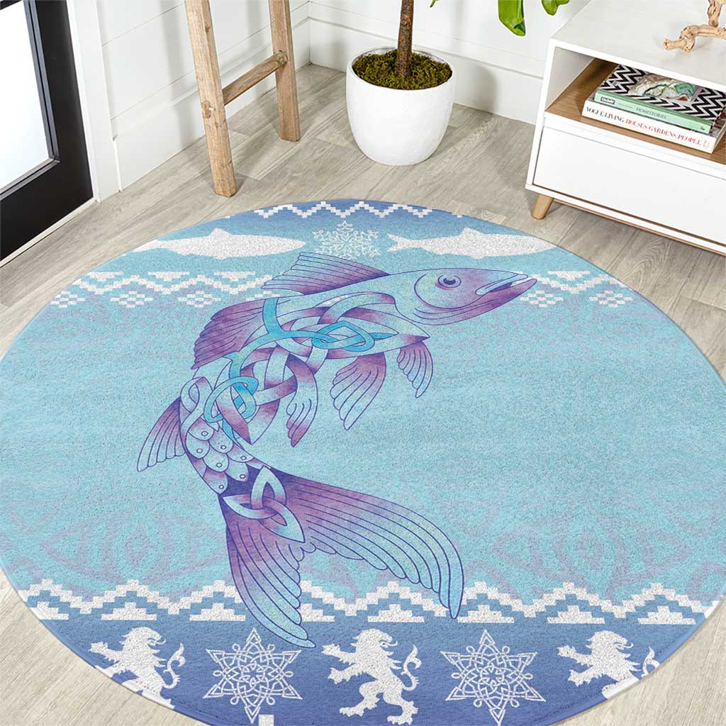 Cardiganshire Wales Christmas Round Carpet Ceredigion Herring Celtic Knot - Wonder Print Shop