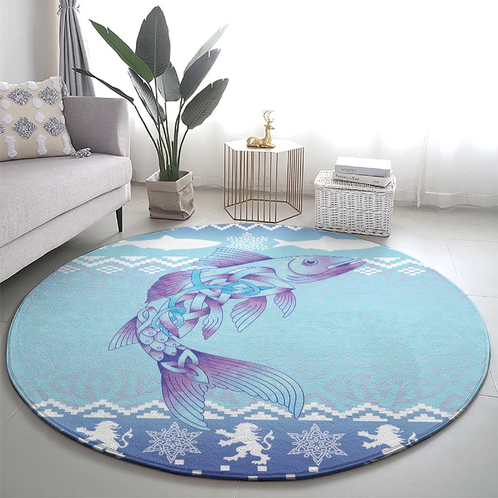 Cardiganshire Wales Christmas Round Carpet Ceredigion Herring Celtic Knot - Wonder Print Shop