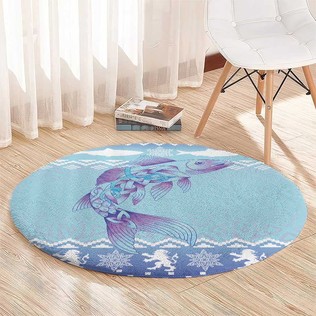 Cardiganshire Wales Christmas Round Carpet Ceredigion Herring Celtic Knot - Wonder Print Shop