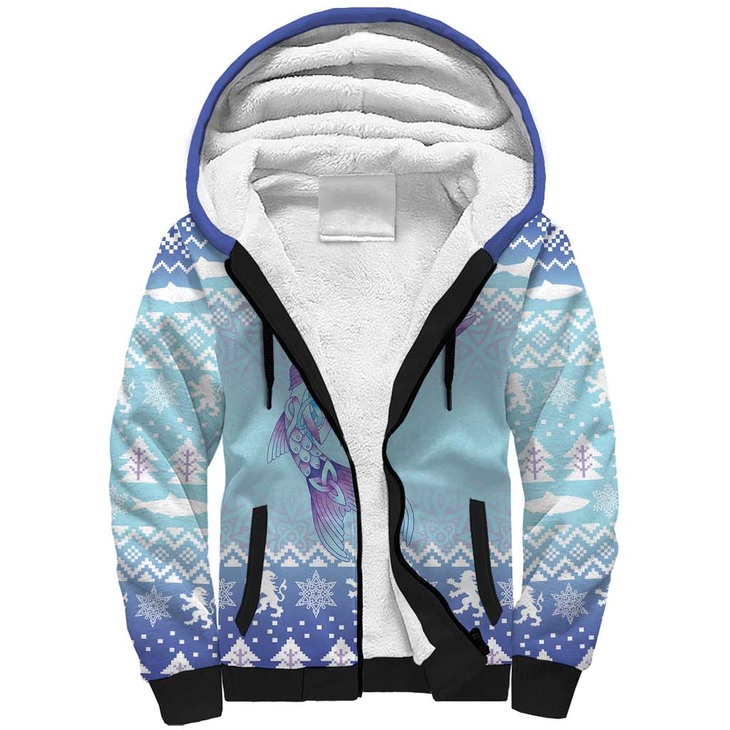 Cardiganshire Wales Christmas Sherpa Hoodie Ceredigion Herring Celtic Knot - Wonder Print Shop