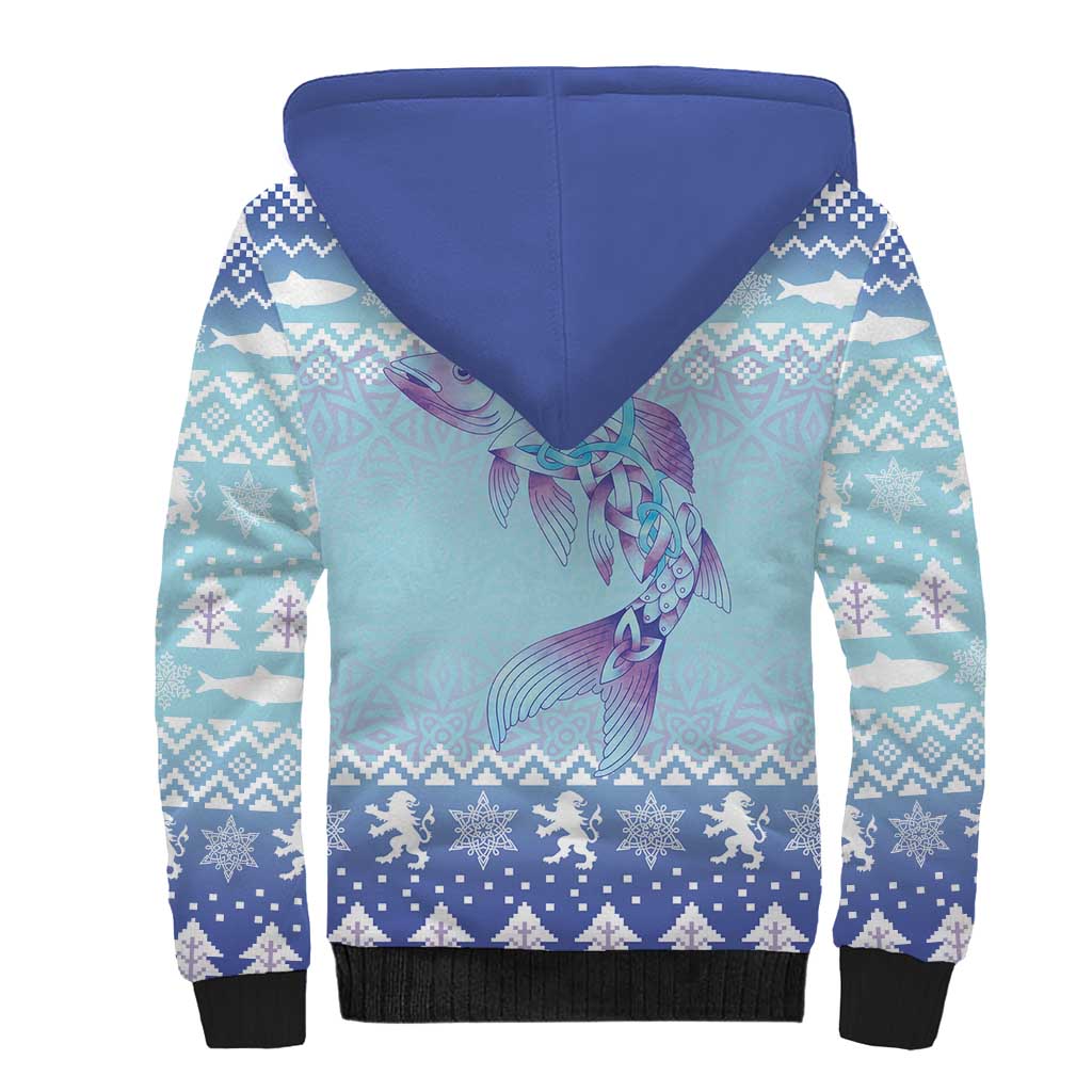 Cardiganshire Wales Christmas Sherpa Hoodie Ceredigion Herring Celtic Knot - Wonder Print Shop