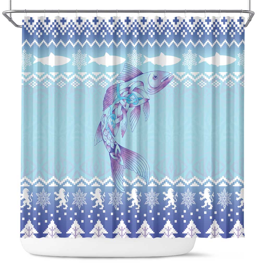Cardiganshire Wales Christmas Shower Curtain Ceredigion Herring Celtic Knot - Wonder Print Shop