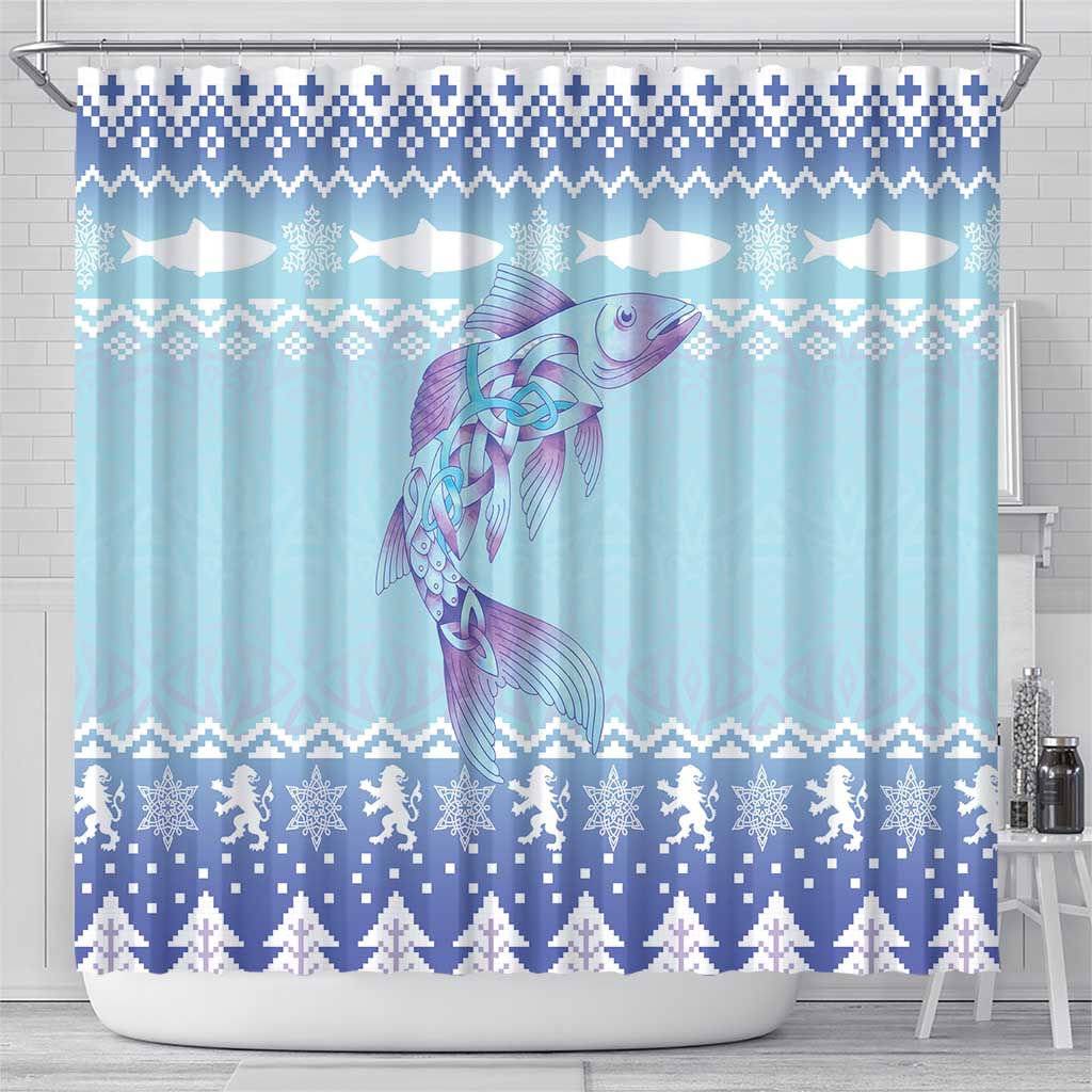 Cardiganshire Wales Christmas Shower Curtain Ceredigion Herring Celtic Knot - Wonder Print Shop