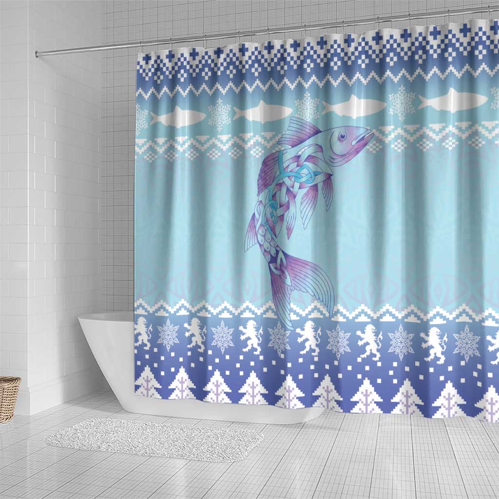 Cardiganshire Wales Christmas Shower Curtain Ceredigion Herring Celtic Knot - Wonder Print Shop