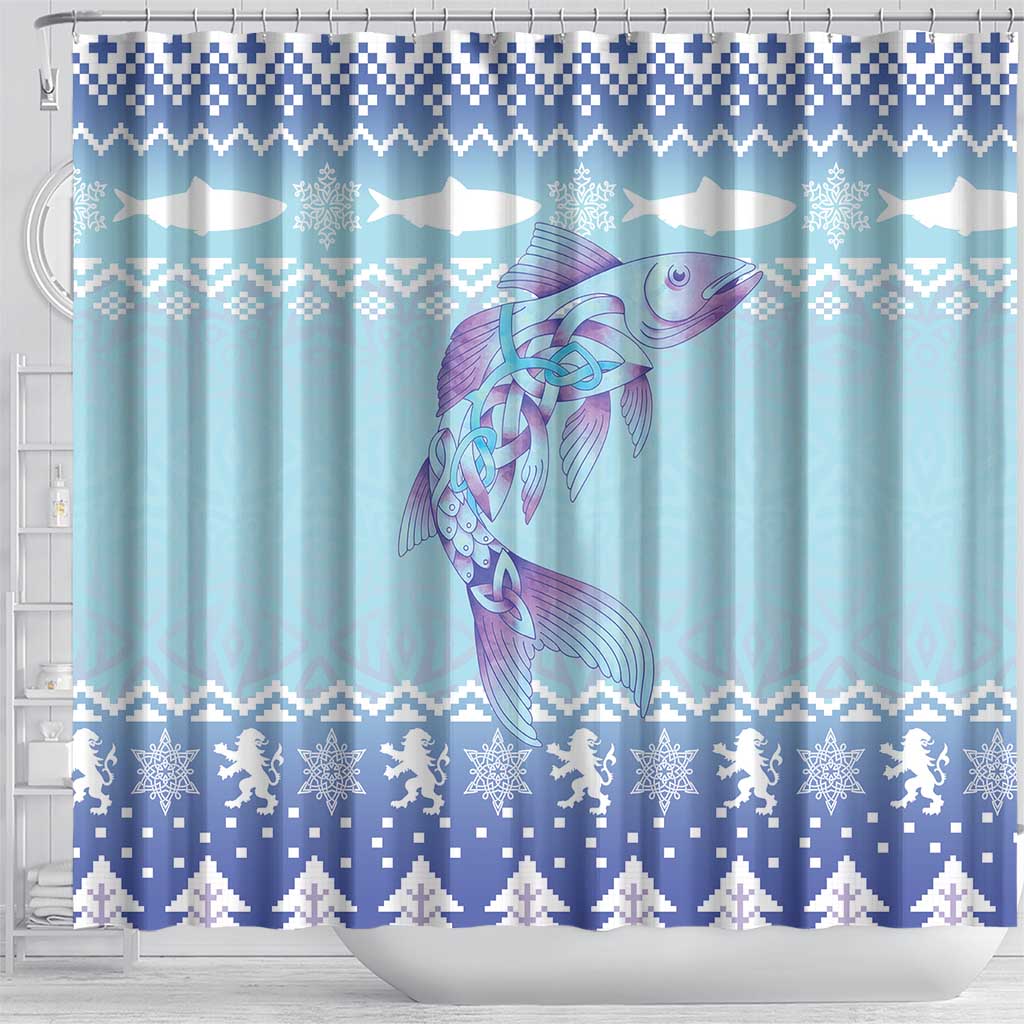 Cardiganshire Wales Christmas Shower Curtain Ceredigion Herring Celtic Knot - Wonder Print Shop