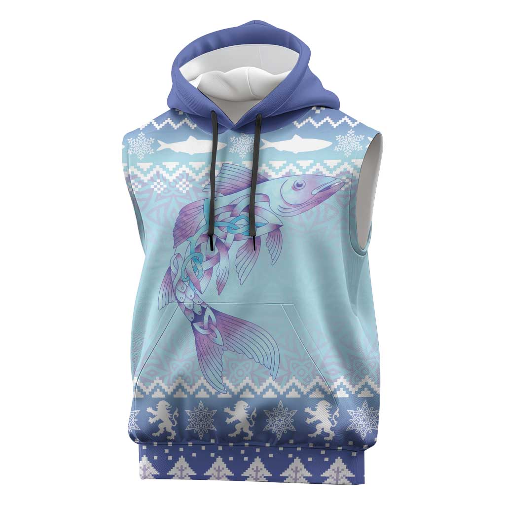 Cardiganshire Wales Christmas Sleeveless Hoodie Ceredigion Herring Celtic Knot - Wonder Print Shop