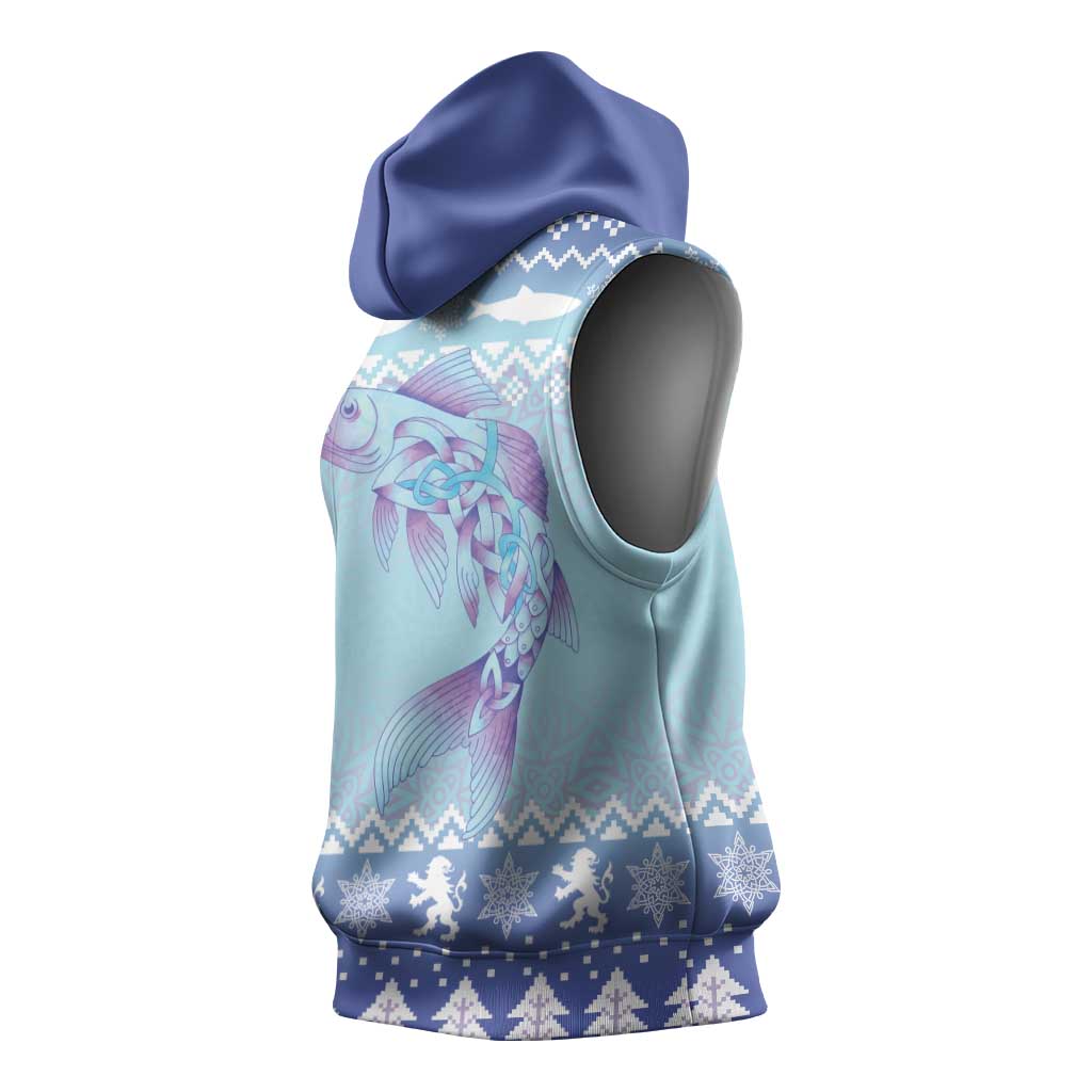 Cardiganshire Wales Christmas Sleeveless Hoodie Ceredigion Herring Celtic Knot - Wonder Print Shop