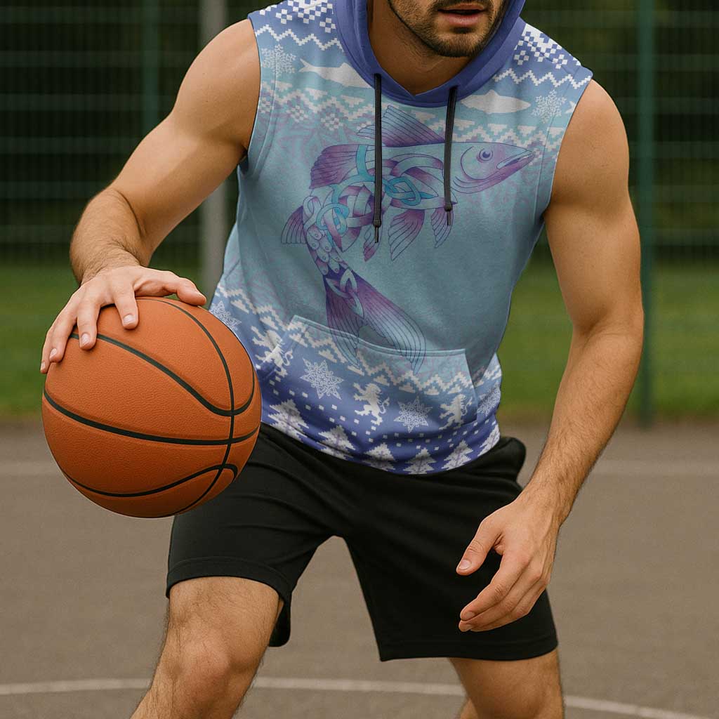 Cardiganshire Wales Christmas Sleeveless Hoodie Ceredigion Herring Celtic Knot - Wonder Print Shop