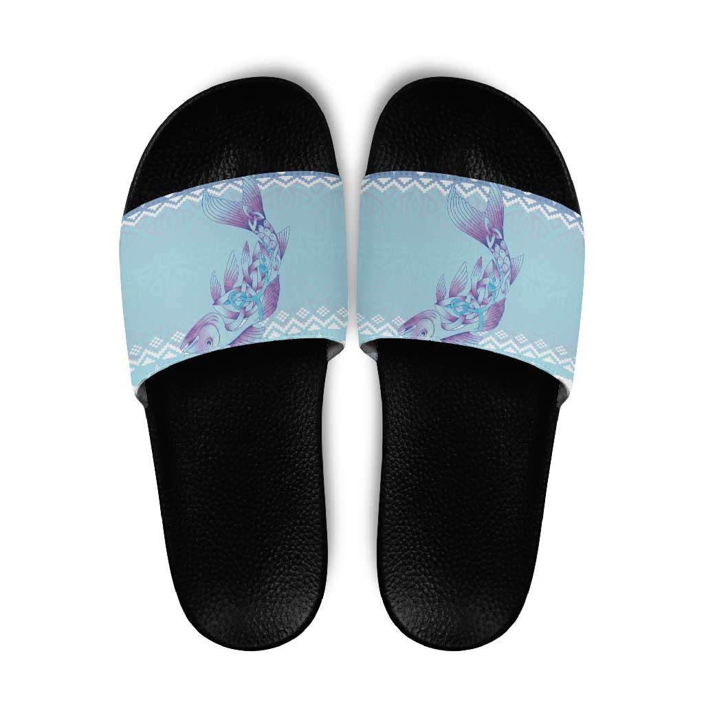 Cardiganshire Wales Christmas Slide Sandals Ceredigion Herring Celtic Knot - Wonder Print Shop