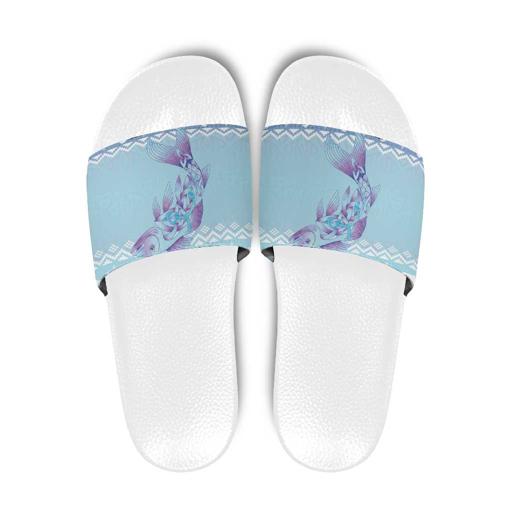 Cardiganshire Wales Christmas Slide Sandals Ceredigion Herring Celtic Knot - Wonder Print Shop