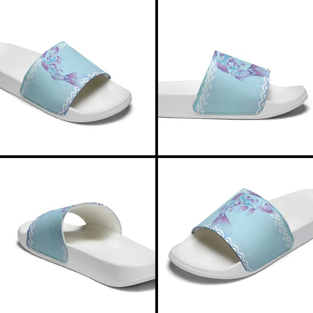 Cardiganshire Wales Christmas Slide Sandals Ceredigion Herring Celtic Knot - Wonder Print Shop