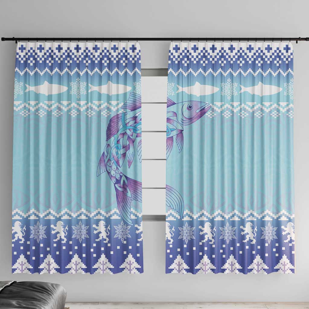 Cardiganshire Wales Christmas Window Curtain Ceredigion Herring Celtic Knot - Wonder Print Shop