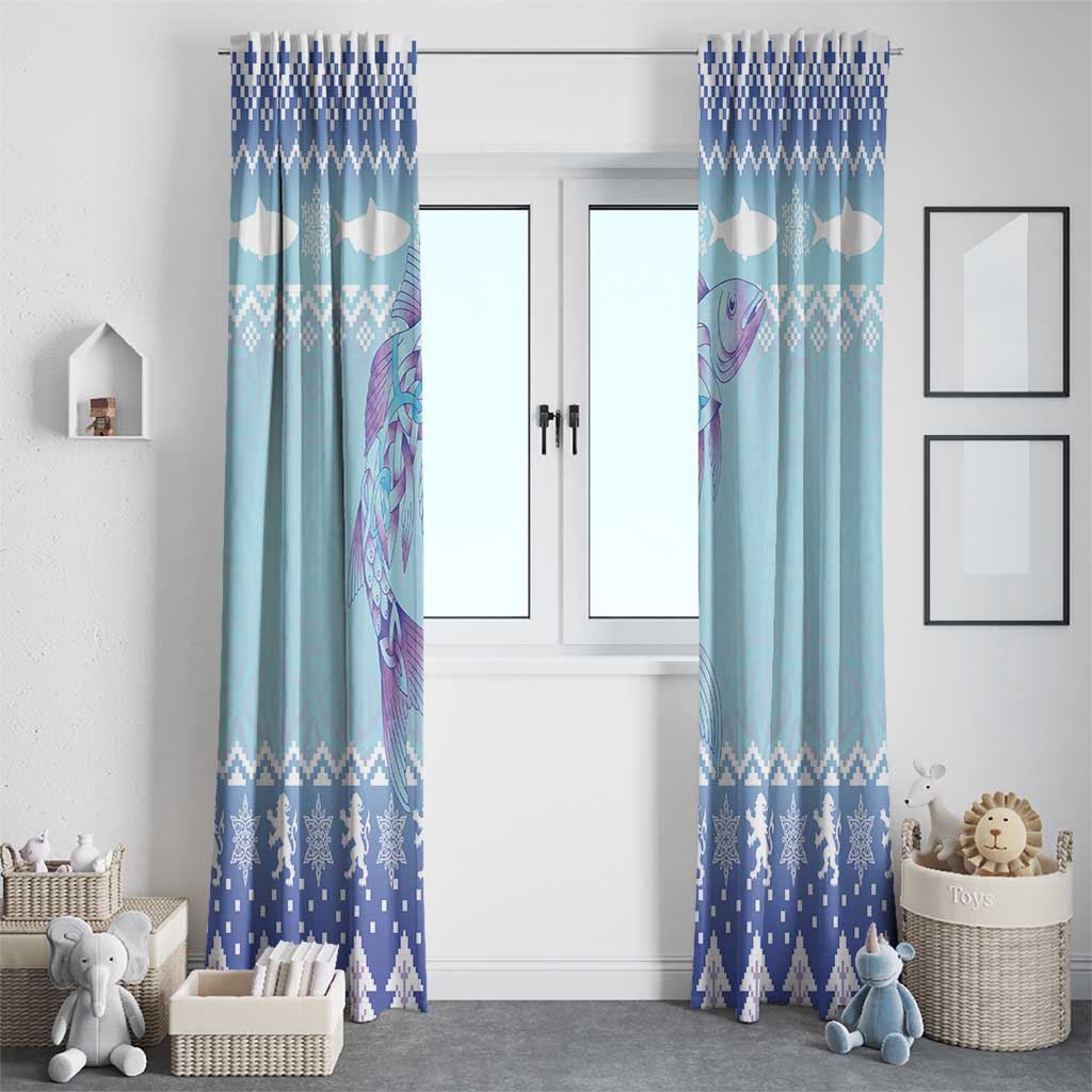 Cardiganshire Wales Christmas Window Curtain Ceredigion Herring Celtic Knot - Wonder Print Shop