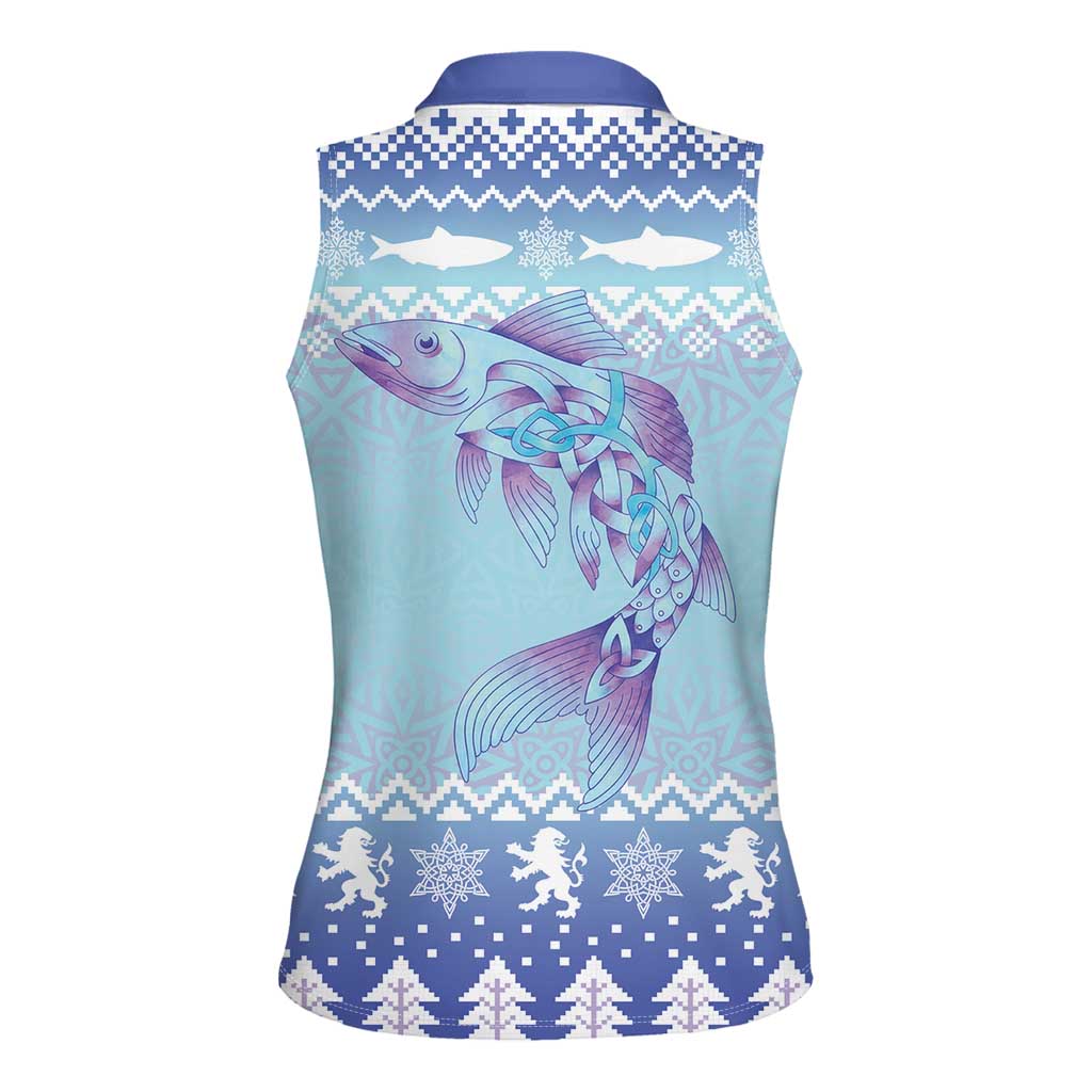Cardiganshire Wales Christmas Women Sleeveless Polo Shirt Ceredigion Herring Celtic Knot - Wonder Print Shop