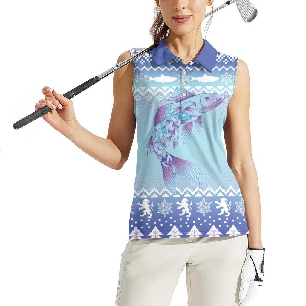 Cardiganshire Wales Christmas Women Sleeveless Polo Shirt Ceredigion Herring Celtic Knot - Wonder Print Shop