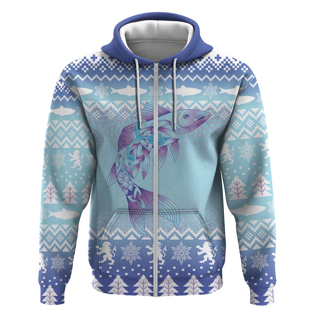Cardiganshire Wales Christmas Zip Hoodie Ceredigion Herring Celtic Knot - Wonder Print Shop