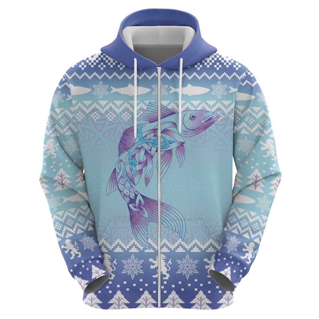 Cardiganshire Wales Christmas Zip Hoodie Ceredigion Herring Celtic Knot - Wonder Print Shop