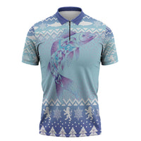 Cardiganshire Wales Christmas Zipper Polo Shirt Ceredigion Herring Celtic Knot - Wonder Print Shop