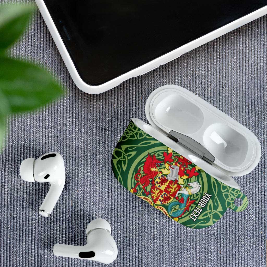 Personalized Carmarthenshire Wales AirPods Case Map and Emblem Celtic Style - Wonder Print Shop