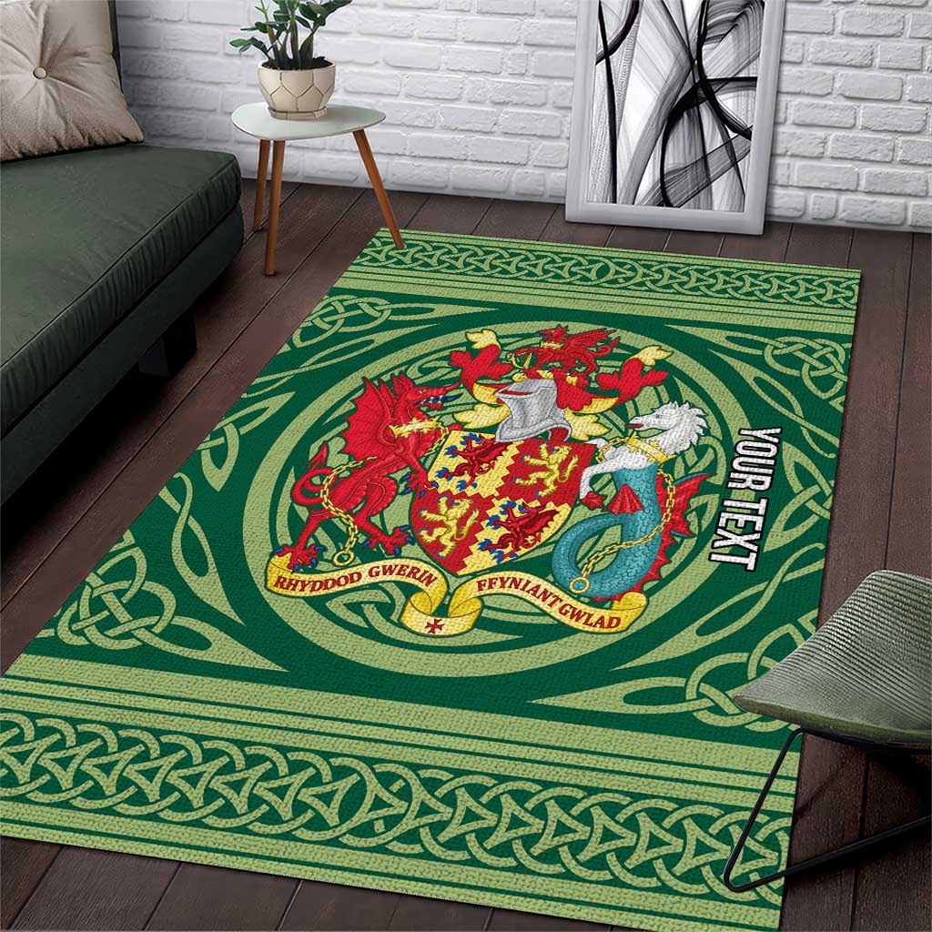 Personalized Carmarthenshire Wales Area Rug Map and Emblem Celtic Style - Wonder Print Shop