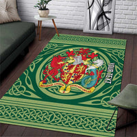 Personalized Carmarthenshire Wales Area Rug Map and Emblem Celtic Style - Wonder Print Shop