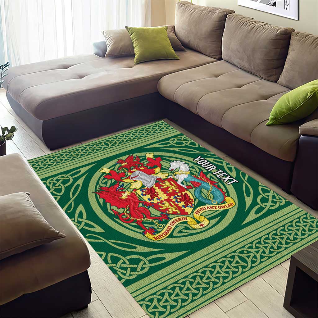 Personalized Carmarthenshire Wales Area Rug Map and Emblem Celtic Style - Wonder Print Shop