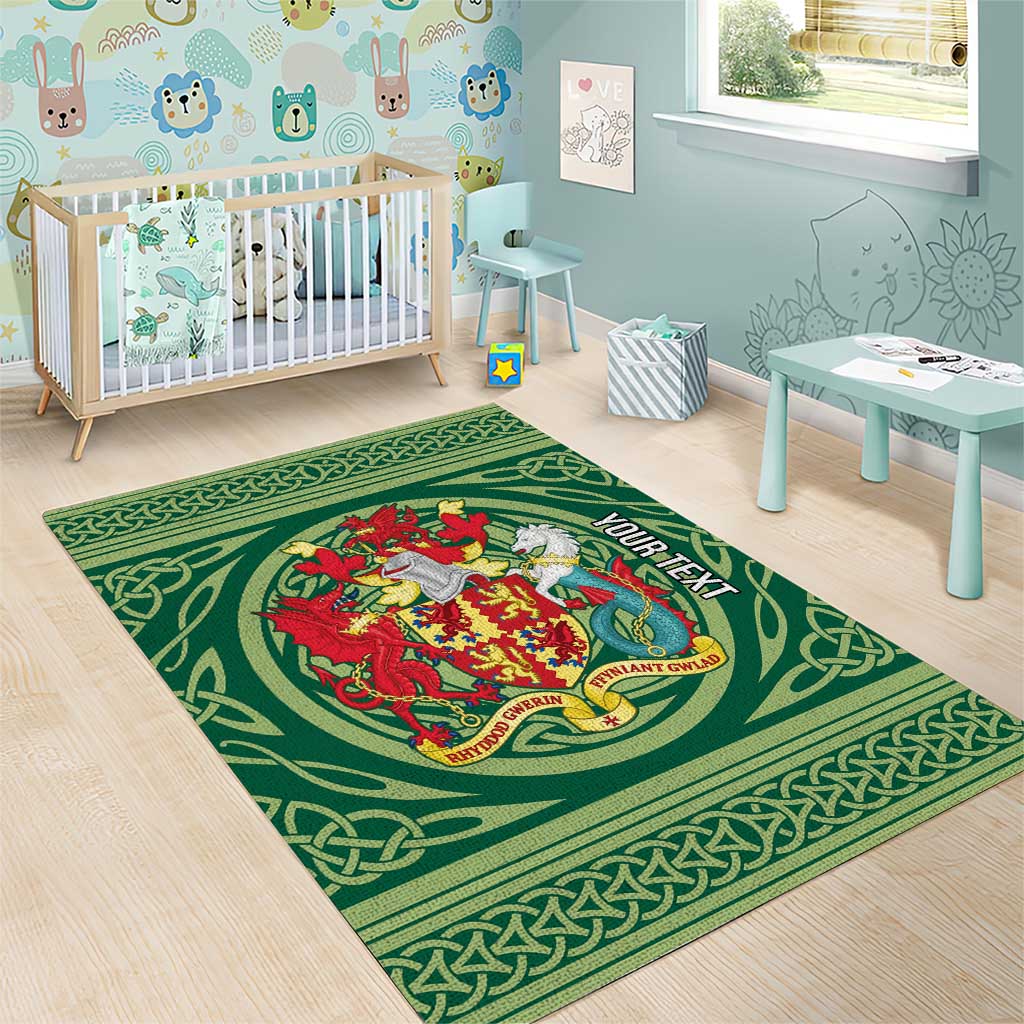 Personalized Carmarthenshire Wales Area Rug Map and Emblem Celtic Style - Wonder Print Shop