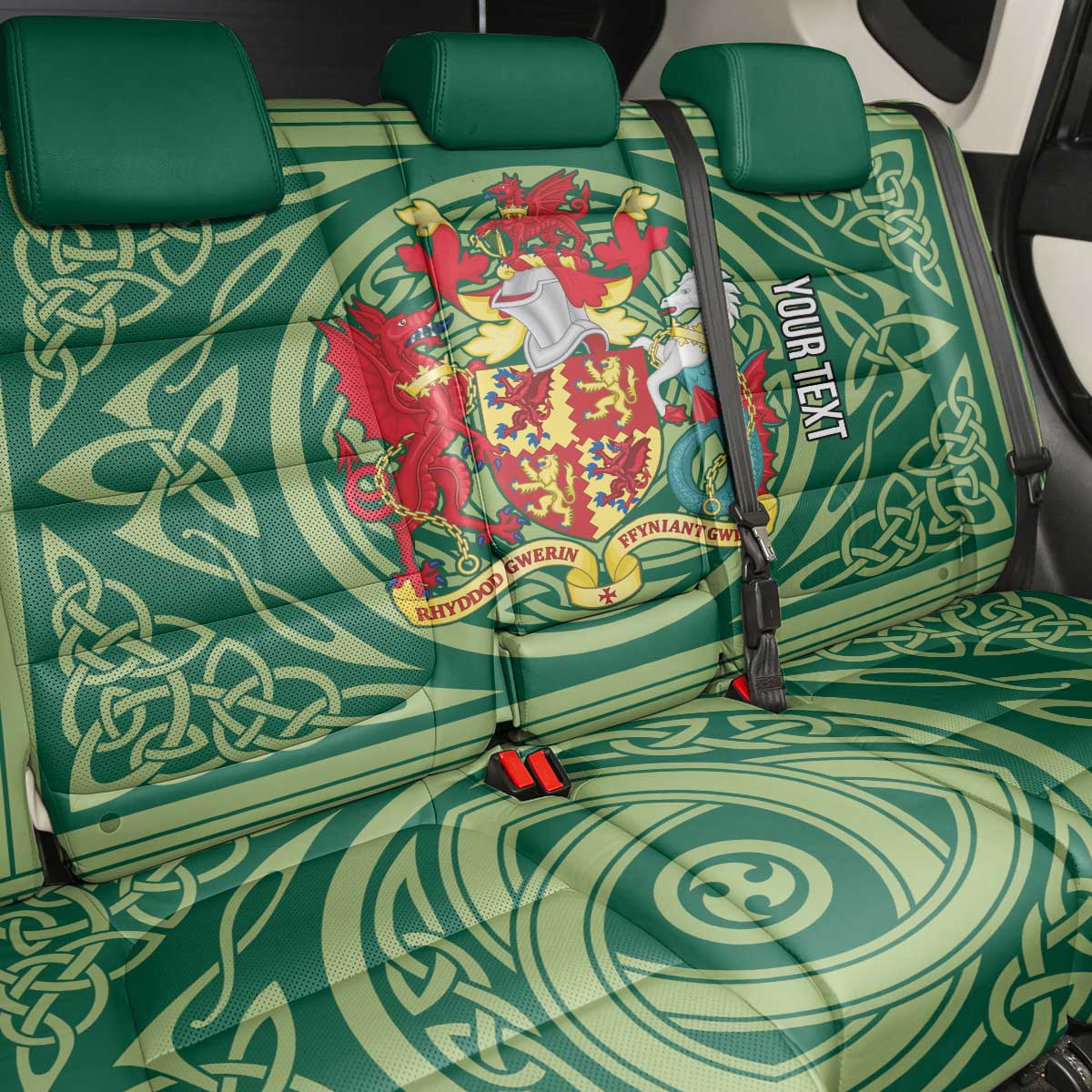 Personalized Carmarthenshire Wales Back Car Seat Cover Map and Emblem Celtic Style - Wonder Print Shop