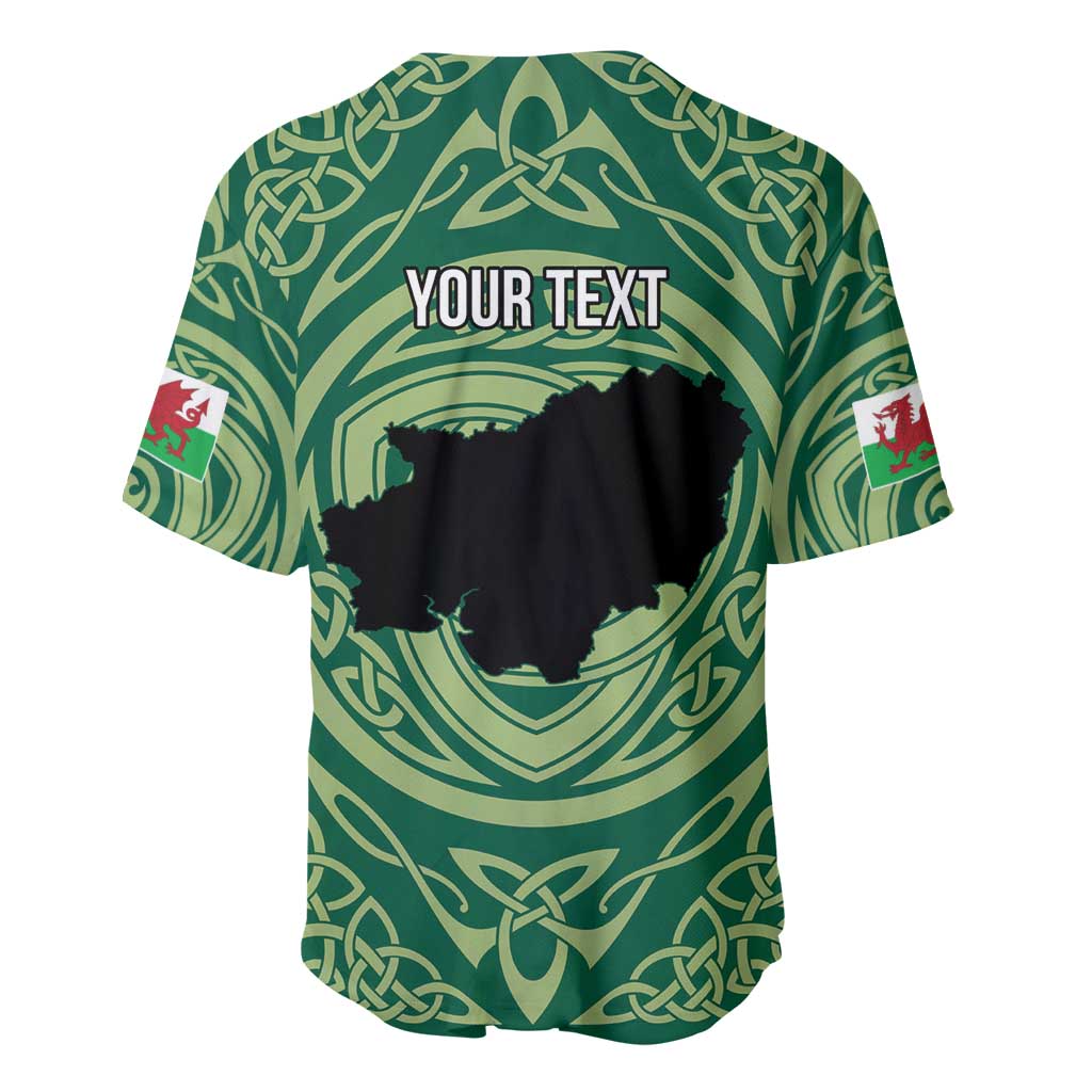 Personalized Carmarthenshire Wales Baseball Jersey Map and Emblem Celtic Style - Wonder Print Shop