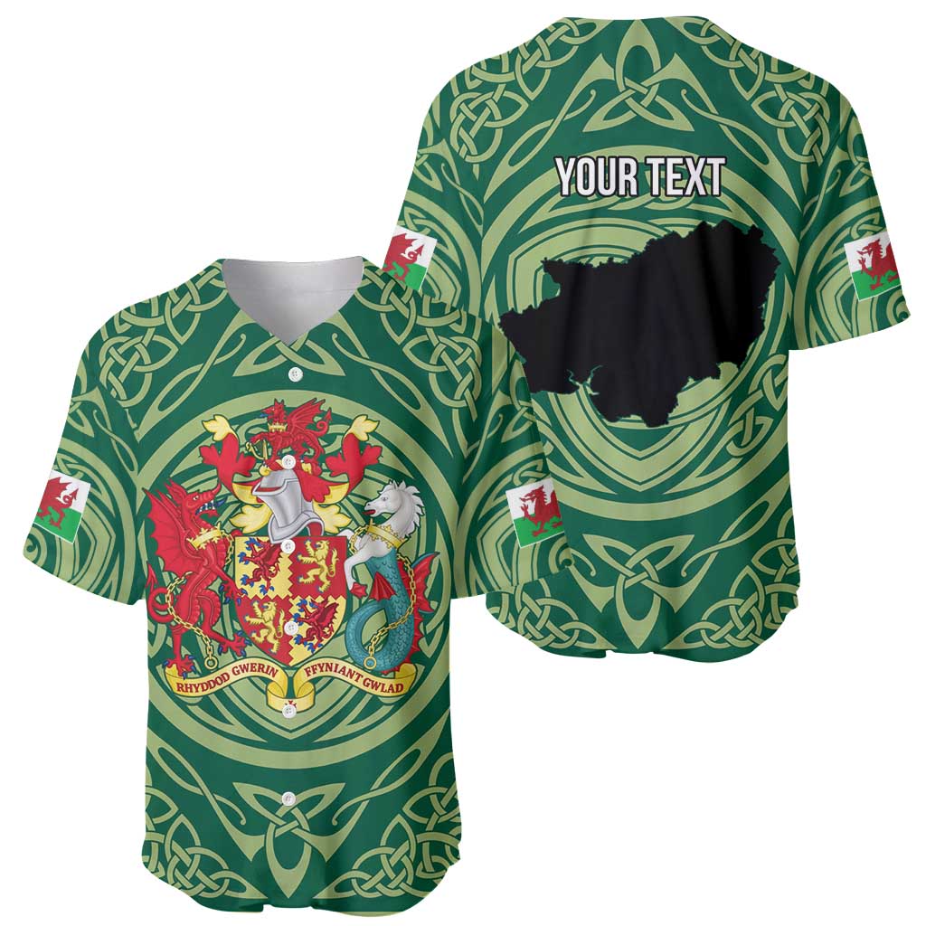 Personalized Carmarthenshire Wales Baseball Jersey Map and Emblem Celtic Style - Wonder Print Shop